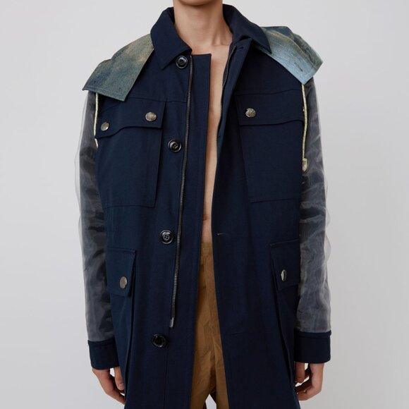 Acne Studios Jackets & Blazers - BNWT SS19 ACNE STUDIOS TWO-TONE PARKA NAVY 48